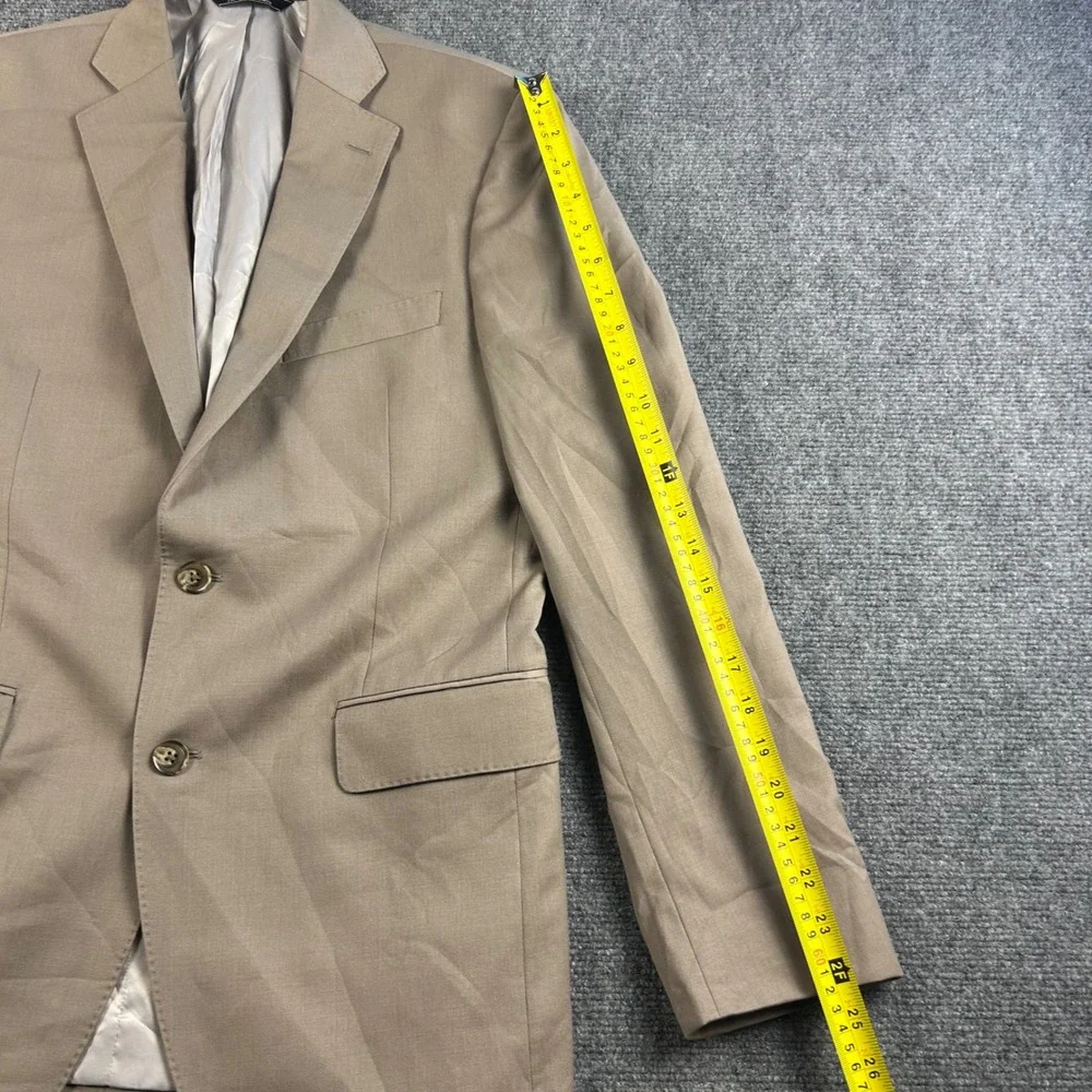 Saks Fifth Avenue Mens 38R Slim Fit 100% Wool Blazer Tan Khaki Sport Coat